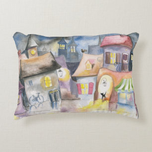 Coussins Décoratifs Petite ville la nuit