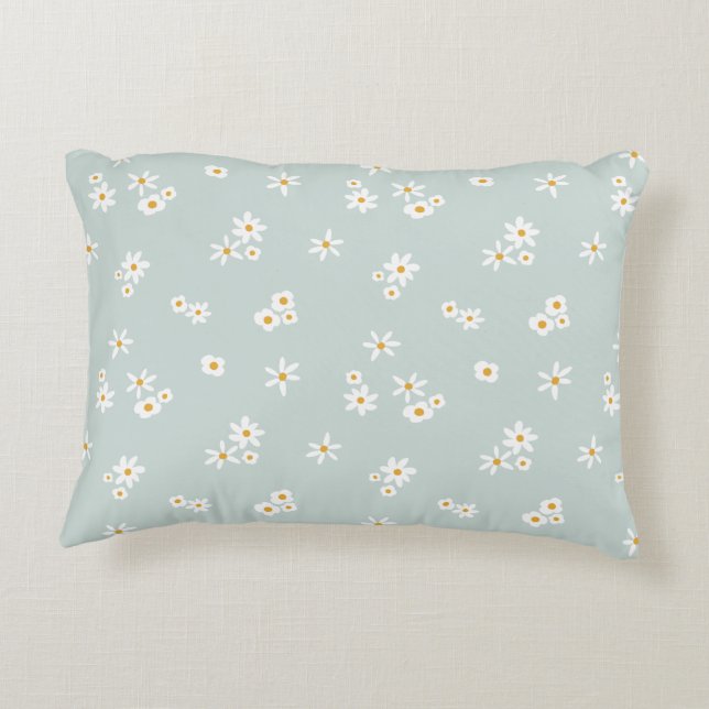Coussins Décoratifs Petites fleurs blanches sur le bleu - motif sans s (Dos)