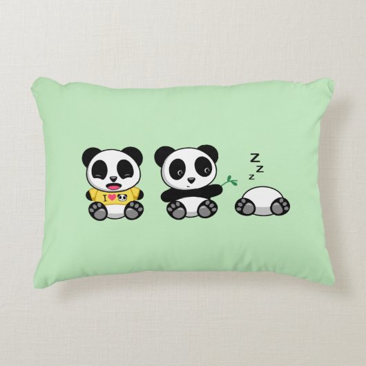 Coussins Décoratifs Petites pandas mignonnes sur vert (Devant)