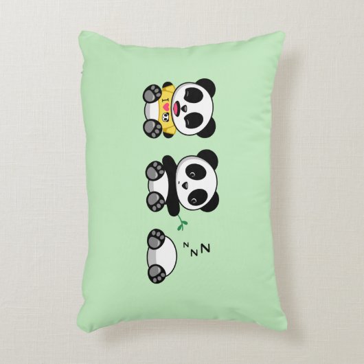 Coussins Décoratifs Petites pandas mignonnes sur vert (Devant(Vertical))
