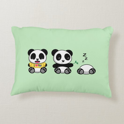 Coussins Décoratifs Petites pandas mignonnes sur vert (Dos)