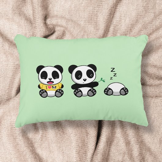 Coussins Décoratifs Petites pandas mignonnes sur vert