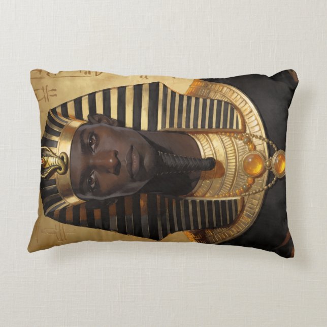 Coussins Décoratifs Pharaoh Energy — Ancient African King Modern Art  (Dos)