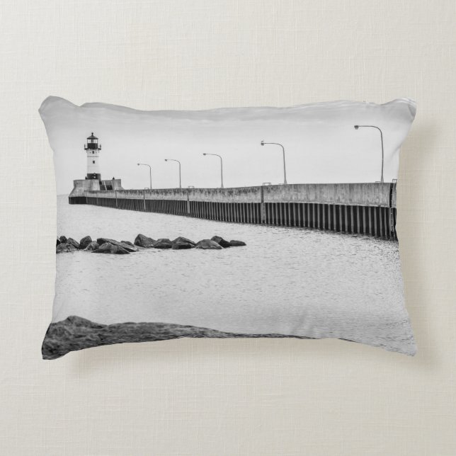 Coussins Décoratifs Phare de Duluth noir et blanc (Devant)