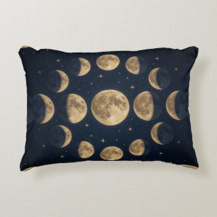 Coussins Décoratifs 🌙 Phases de Lune Dorées Style Céleste Mystique 🌙