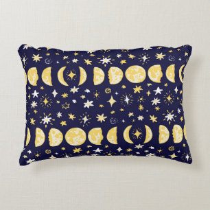 Coussins Décoratifs Phases Lune Étoiles Arrière - plan Vintage