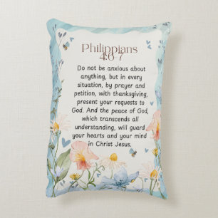 Coussins Décoratifs Philippiens 4:6-7 Verset de la Bible chrétienne Aq