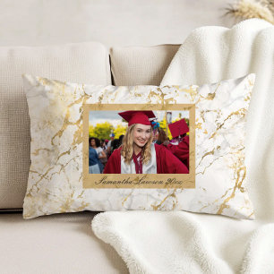 Coussins Décoratifs Photo de fin d'études personnalisé en marbre blanc