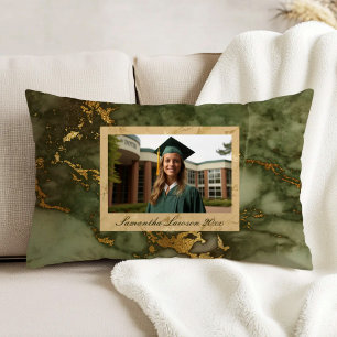 Coussins Décoratifs Photo de fin d'études personnalisé sur marbre vert