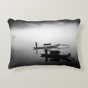 COUSSINS DÉCORATIFS PHOTO GRAYSCALE DE DEUX BATEAUX ROW