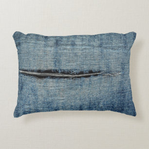 Coussins Décoratifs Photographie de jeans bleus déchirés