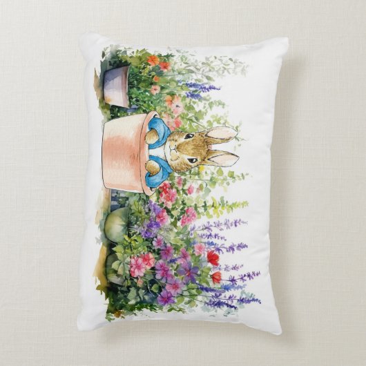 Coussins Décoratifs Pierre le lapin assis dans un pot (Dos(Vertical))