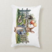 Coussins Décoratifs Pierre le lapin bleu veste avec ballons (Dos(Vertical))