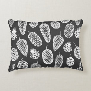 Coussins Décoratifs Pine cônes dessinés main sans couture motif. Botan