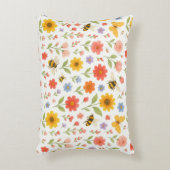 Coussins Décoratifs Pink Orange Yellow Floral and Bee Pattern  (Devant(Vertical))