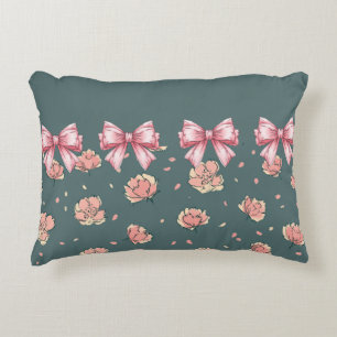 Coussins Décoratifs Pink Peony Motif et Bow
