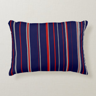 Coussins Décoratifs Pinstripes, couleurs rouge, marine, gris
