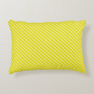 Coussins Décoratifs Pinstripes diagonales - moutarde jaune et blanc