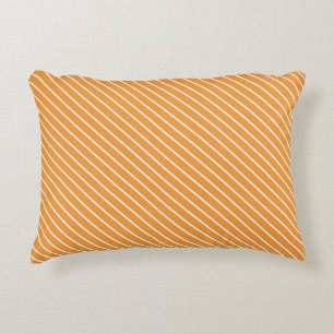 Coussins Décoratifs Pinstripes diagonales - orange et blanc