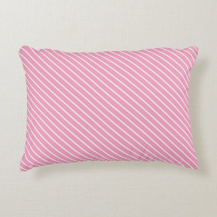 Coussins Décoratifs Pinstripes diagonales - rose coquille et blanc