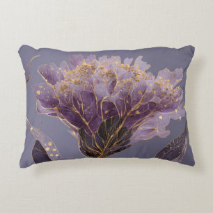 Coussins Décoratifs Pivoine Violette Inspirée Florale Accents Dorés