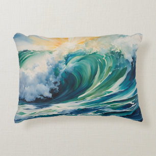 Coussins Décoratifs Plage de vagues océaniques au lever du soleil