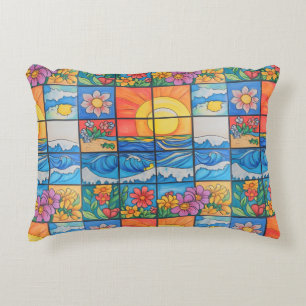 Coussins Décoratifs plage d'été, océan et fleurs