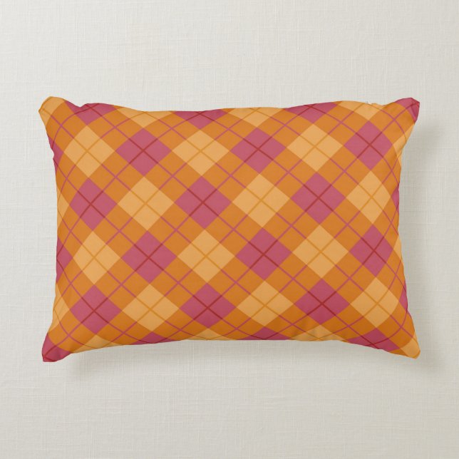 Coussins Décoratifs Plaid polarisé dans l'orange et le rose (Devant)