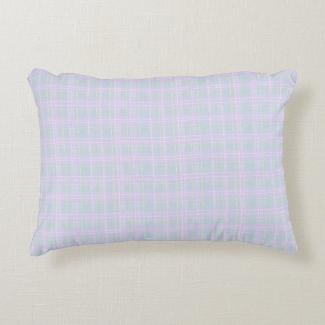 Coussins Décoratifs Plaid Prairie Bleu (Devant)