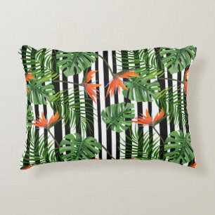 Coussins Décoratifs Plante tropicale colorée, feuilles de palmier et o
