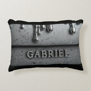 Coussins Décoratifs Plaque nominative Gabriel Chrome avec gouttes de m