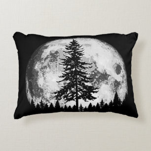 Coussins Décoratifs Pleine lune rétro et minimaliste Arbre à pin Vinta