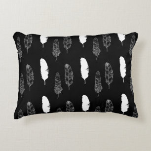 Coussins Décoratifs Plumes blanches noires
