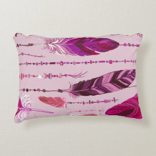 Coussins Décoratifs Plumes ethniques : Motif de couleur vive.