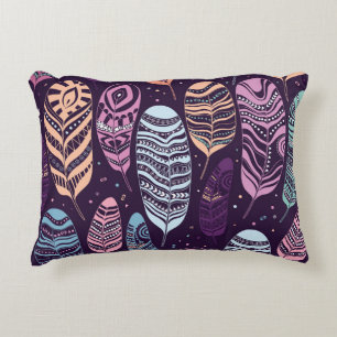 Coussins Décoratifs Plumes ethniques : motif noir et blanc