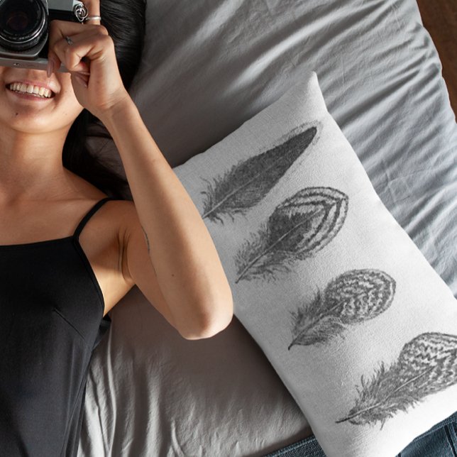 Coussins Décoratifs Plumes neutres gris tendance (Créateur téléchargé)
