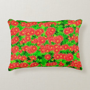 Coussins Décoratifs Poinsettias rouges et Holly vertes