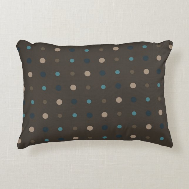 Coussins Décoratifs Points Marrons, Bleus et Beige (Devant)