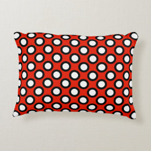 Coussins Décoratifs Points rétro encerclés, rouge, noir et blanc