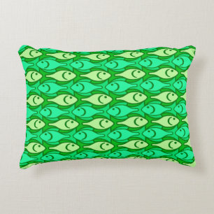 Coussins Décoratifs Poisson moderne du milieu du siècle, tons vert cit
