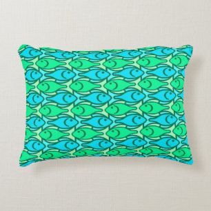 Coussins Décoratifs Poisson moderne du milieu du siècle, vert jade