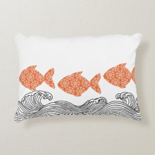 Coussins Décoratifs Poissons et vagues