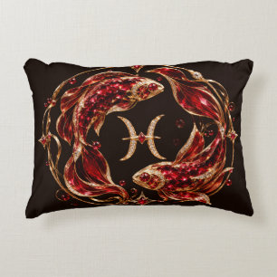 Coussins Décoratifs Poissons Zodiaque Rouge Luxe