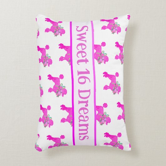 Coussins Décoratifs Poodle rose personnalisé (Devant(Vertical))