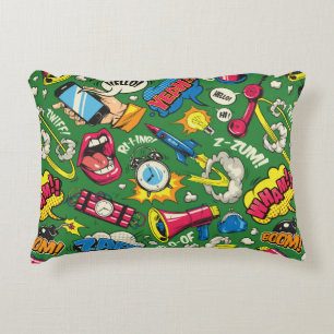 Coussins Décoratifs Pop art coloré sans couture motif avec bande dessi
