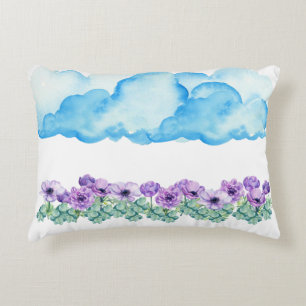 Coussins Décoratifs "Poppies pourpres" sous les nuages bleus