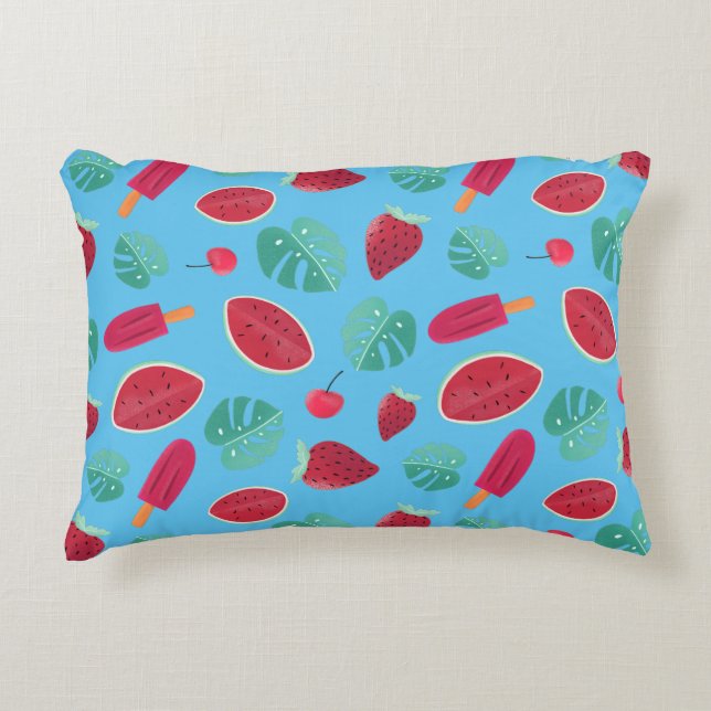 Coussins Décoratifs Popsicle, cerise, fraise et pastèque (Devant)