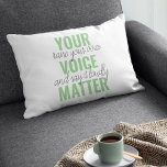 Coussins Décoratifs Positive Green Your Voice Matter Motivation Citati<br><div class="desc">Positive Green Your Voice Matter Motivation Citation</div>
