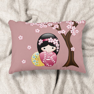 Coussins Décoratifs Poupée Kokeshi de printemps - Jolie fille geisha j