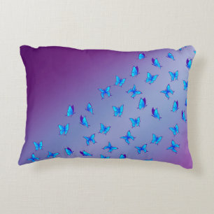 Coussins Décoratifs Poutres de Lune Bleues Abstraites et Papillons
